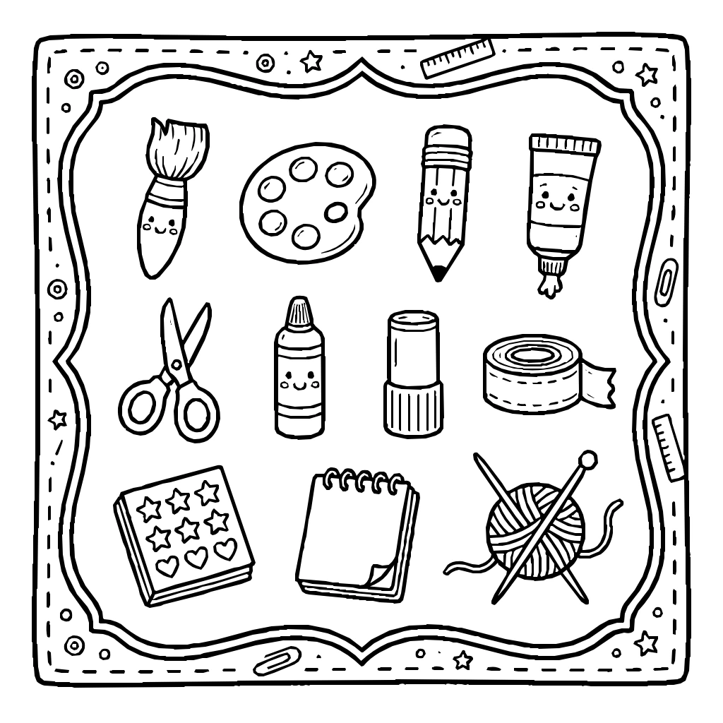 Creative Materials Collection Coloring Page