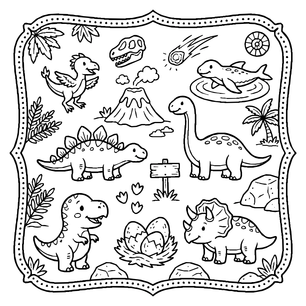 Dinosaur World Collection Coloring Page