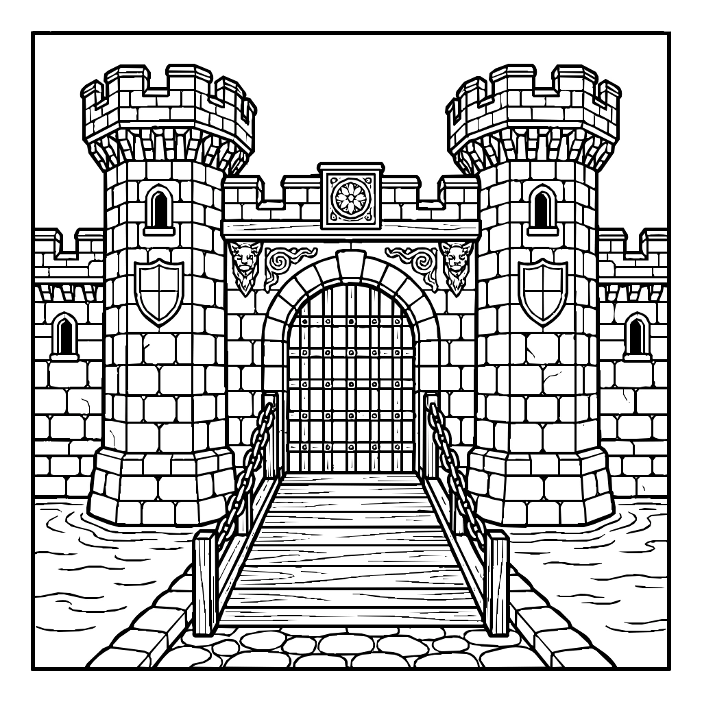 Drawbridge Entrance Coloring Page