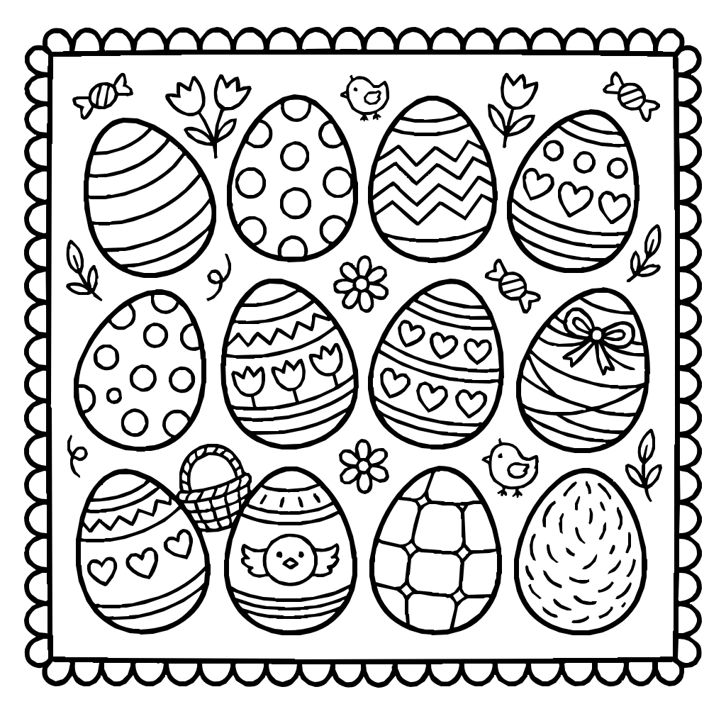 Easter Eggs Collection Coloring Page