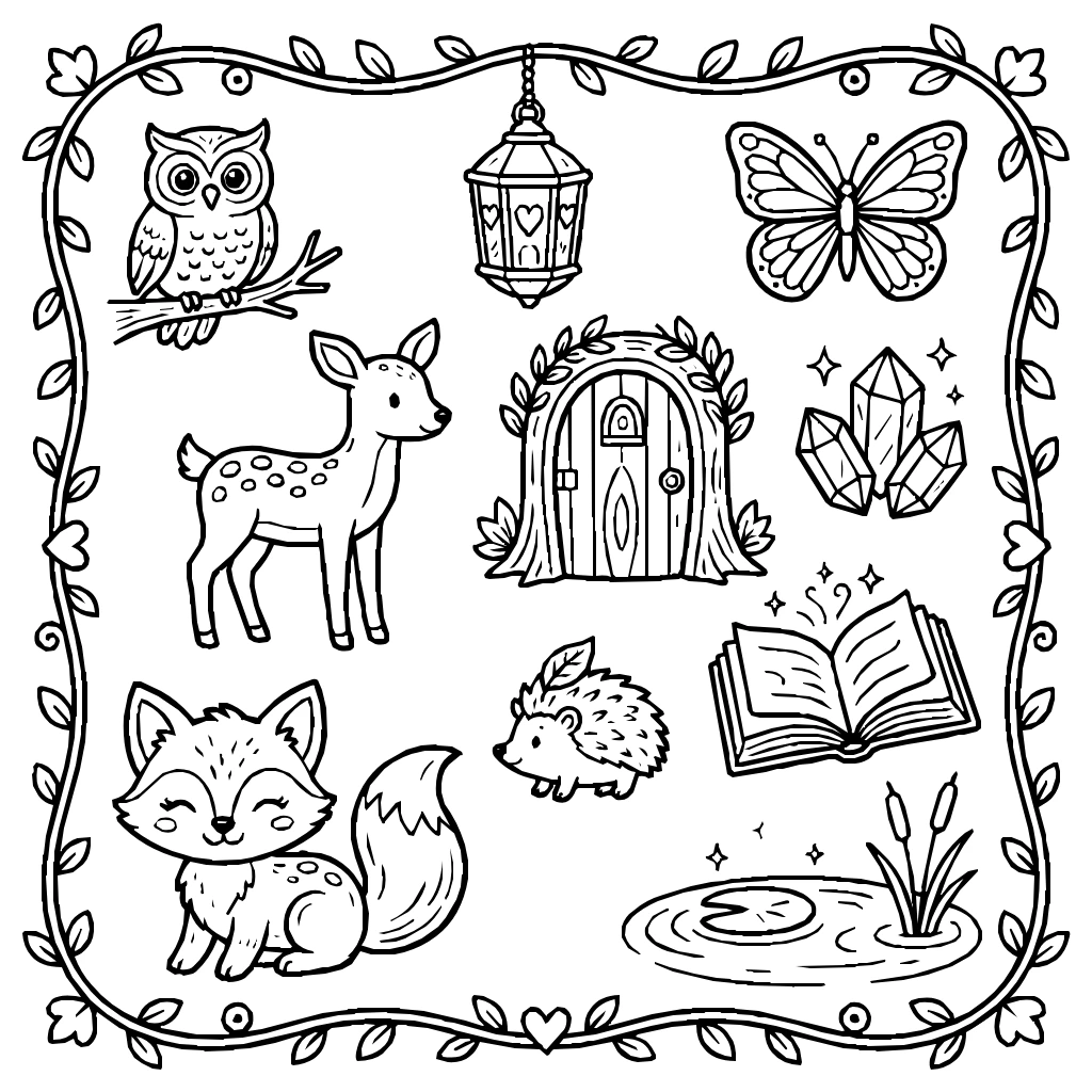 Enchanted Forest Collection Coloring Page