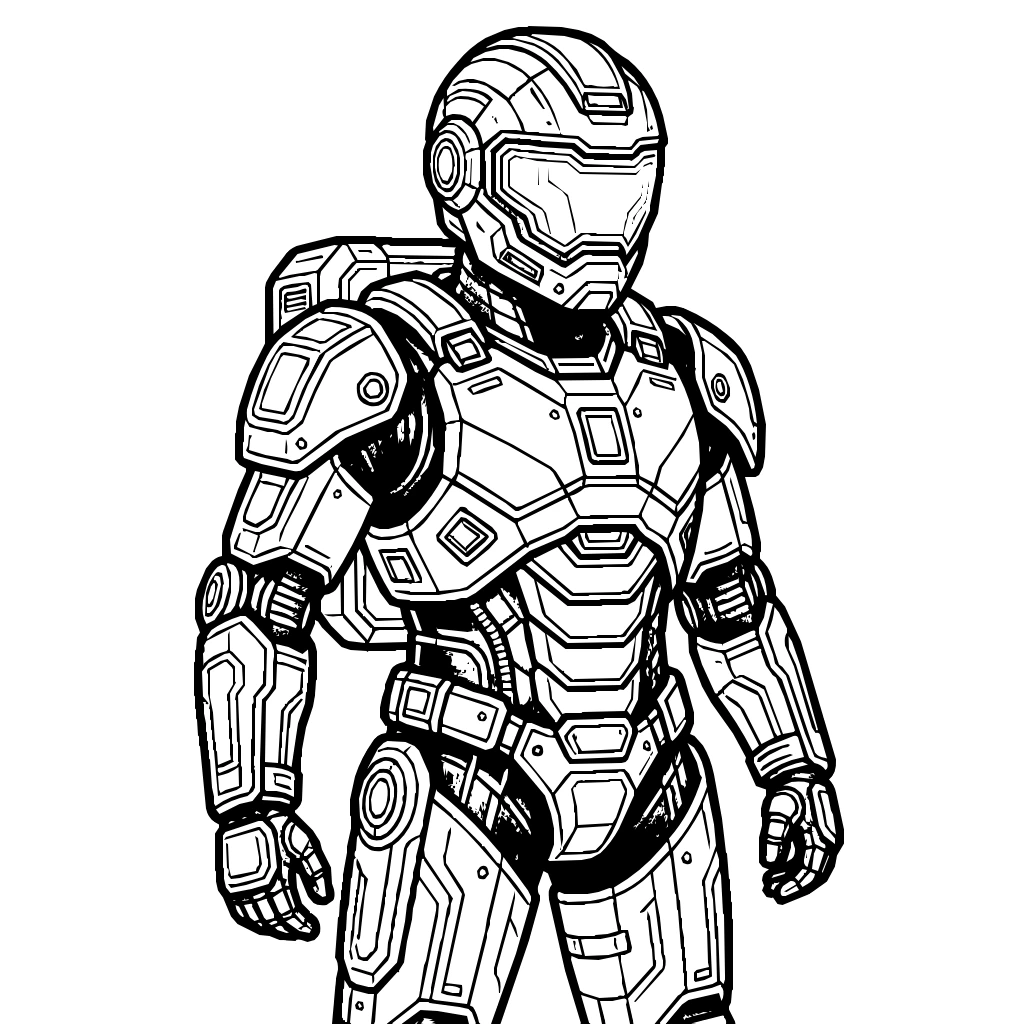 Futuristic Soldier Mechanical Armor Coloring Page