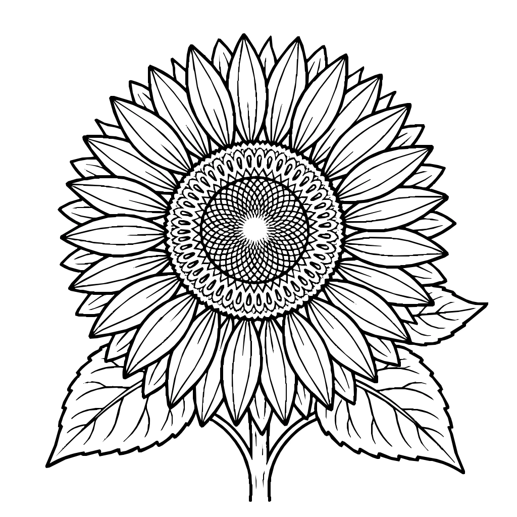 Giant Sunflower Coloring Page