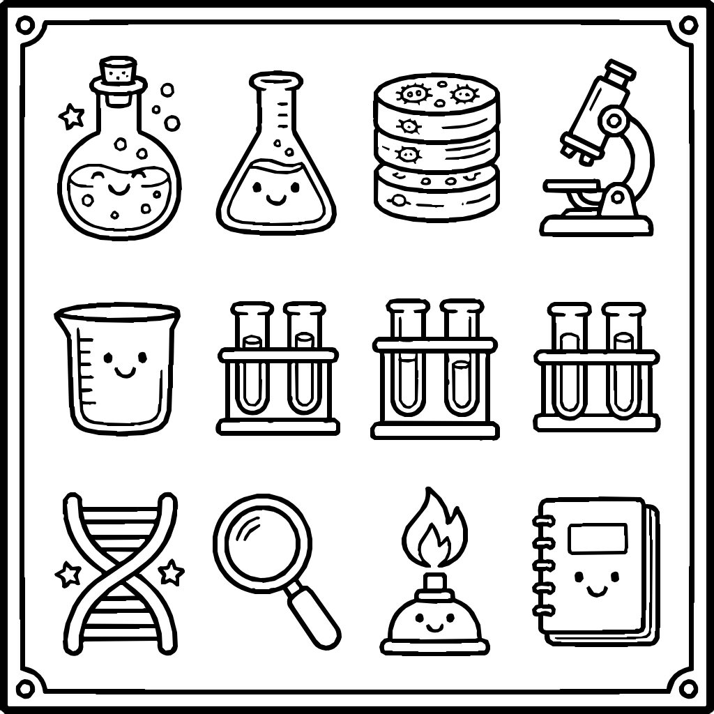 Laboratory Science Set Coloring Page