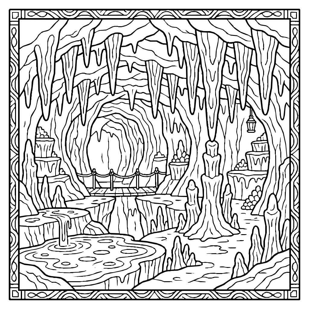 Limestone Caves With Stalactites Coloring Page