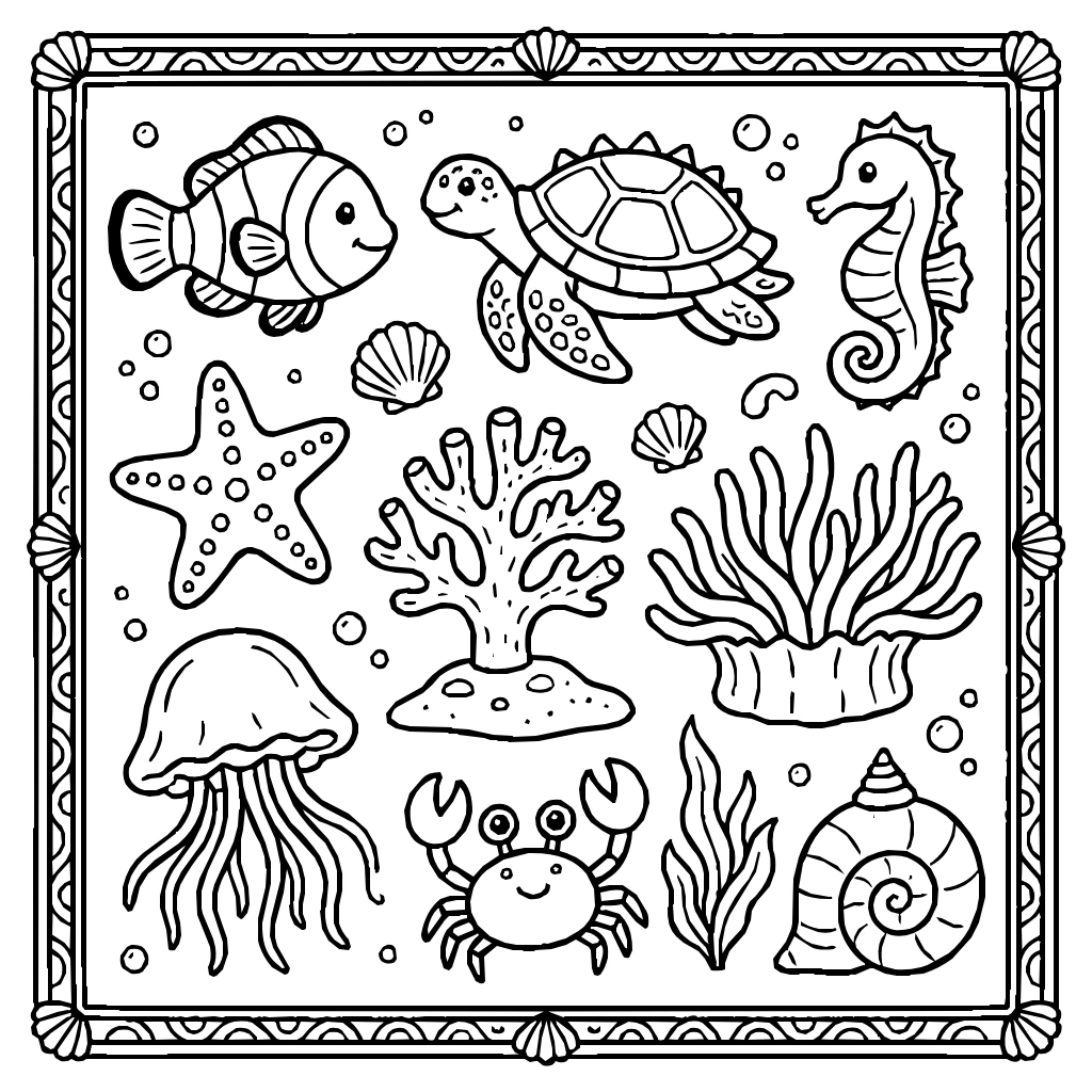 Oceanic Rainforest Set Coloring Page
