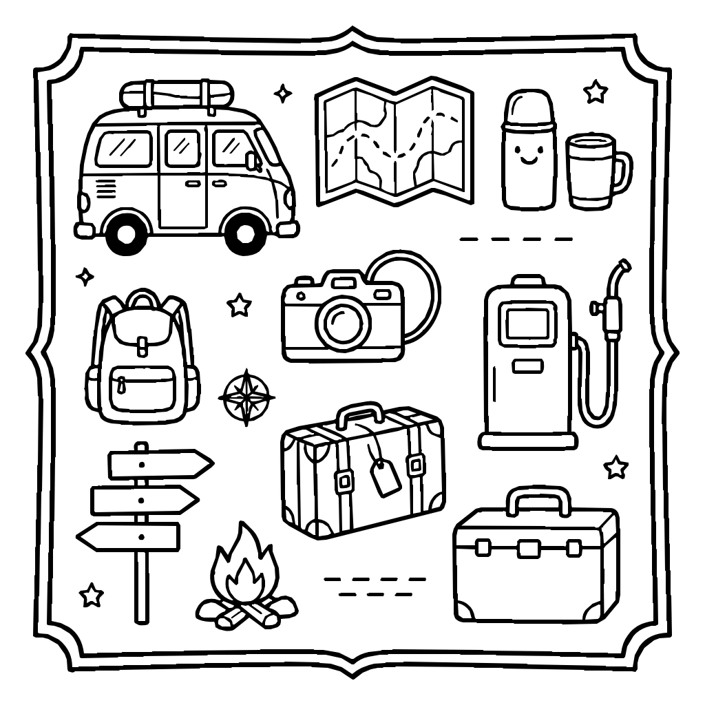 Road Trip Compilation Coloring Page