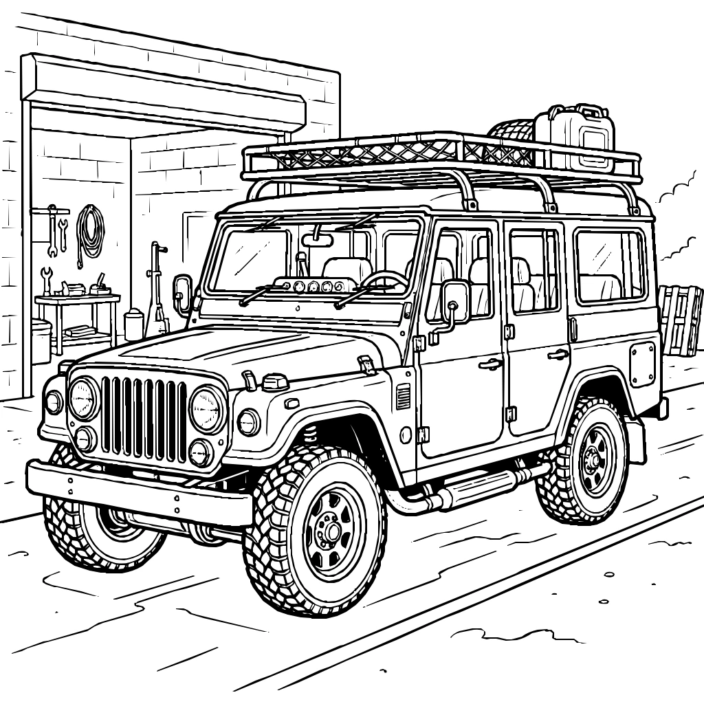 Safari 4x4 Roof Rack Bush Terrain Coloring Page