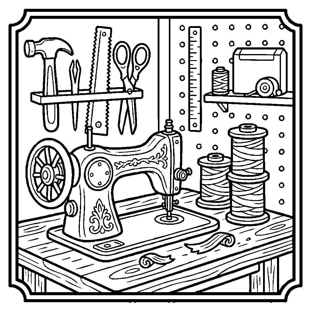 Sewing Machine Coloring Page