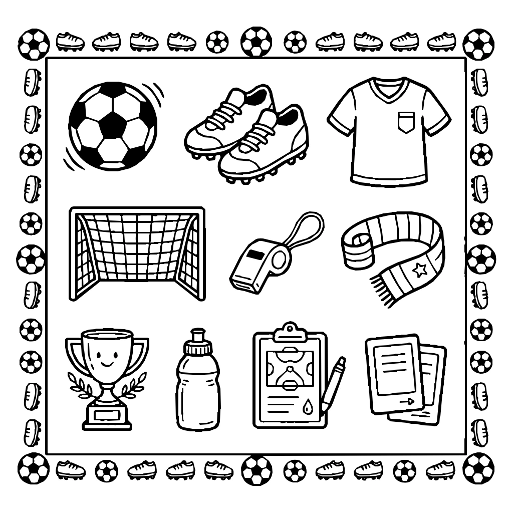 Soccer Collection Coloring Page