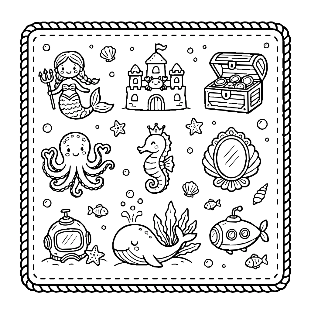 Underwater Kingdom Set Coloring Page