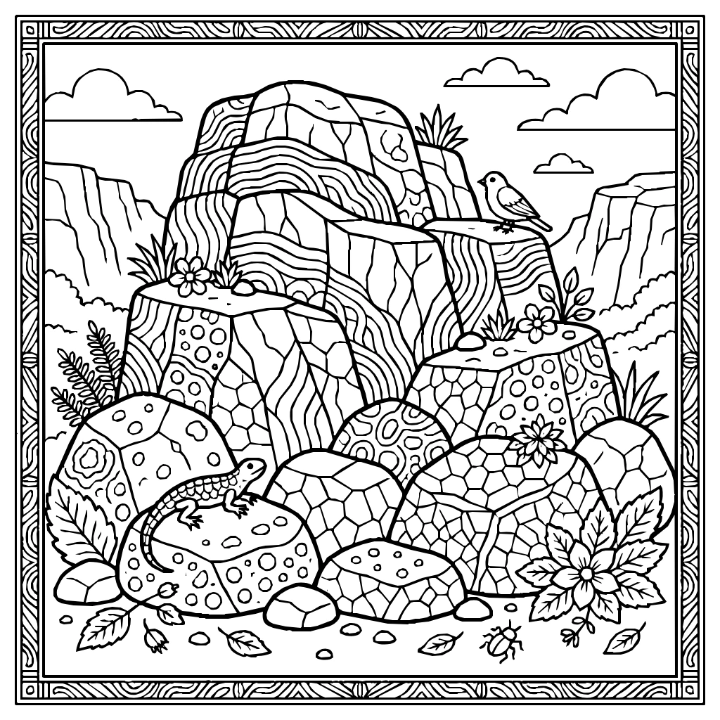 Wildlife In Mountains Coloring Page
