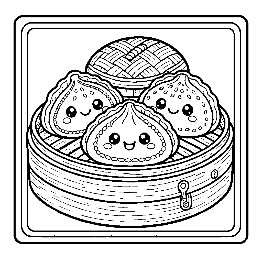 3 Dumpling Characters Coloring Page