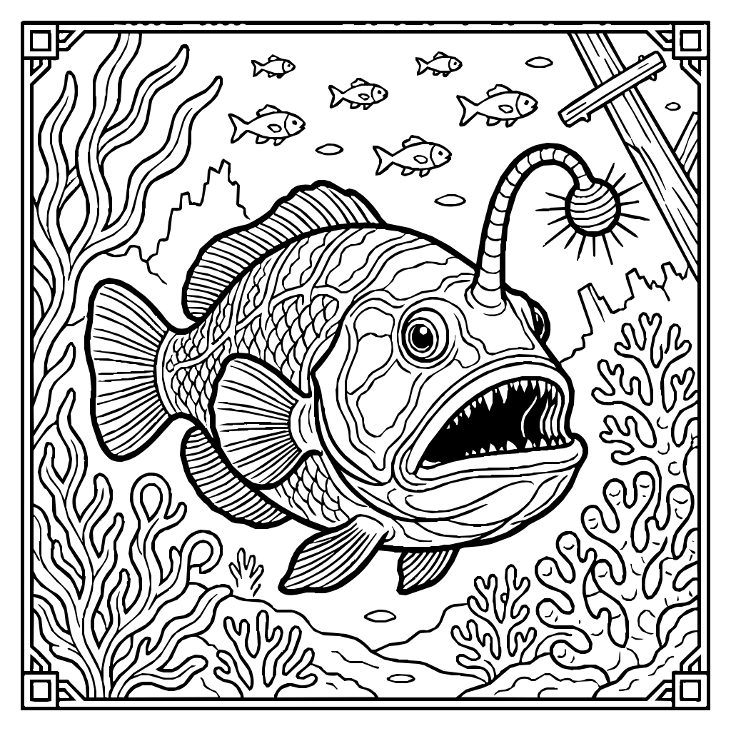 Anglerfish Glowing Lure Coloring Page