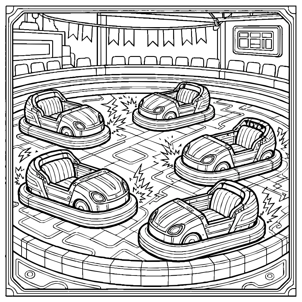 Bumper Car Arena Coloring Page