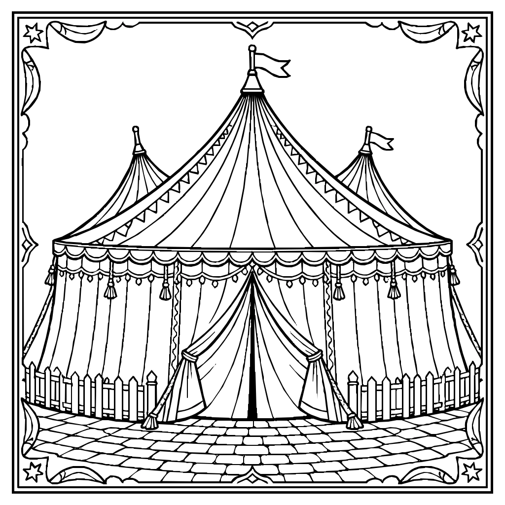 Carnival Big Top Striped Peaks Coloring Page