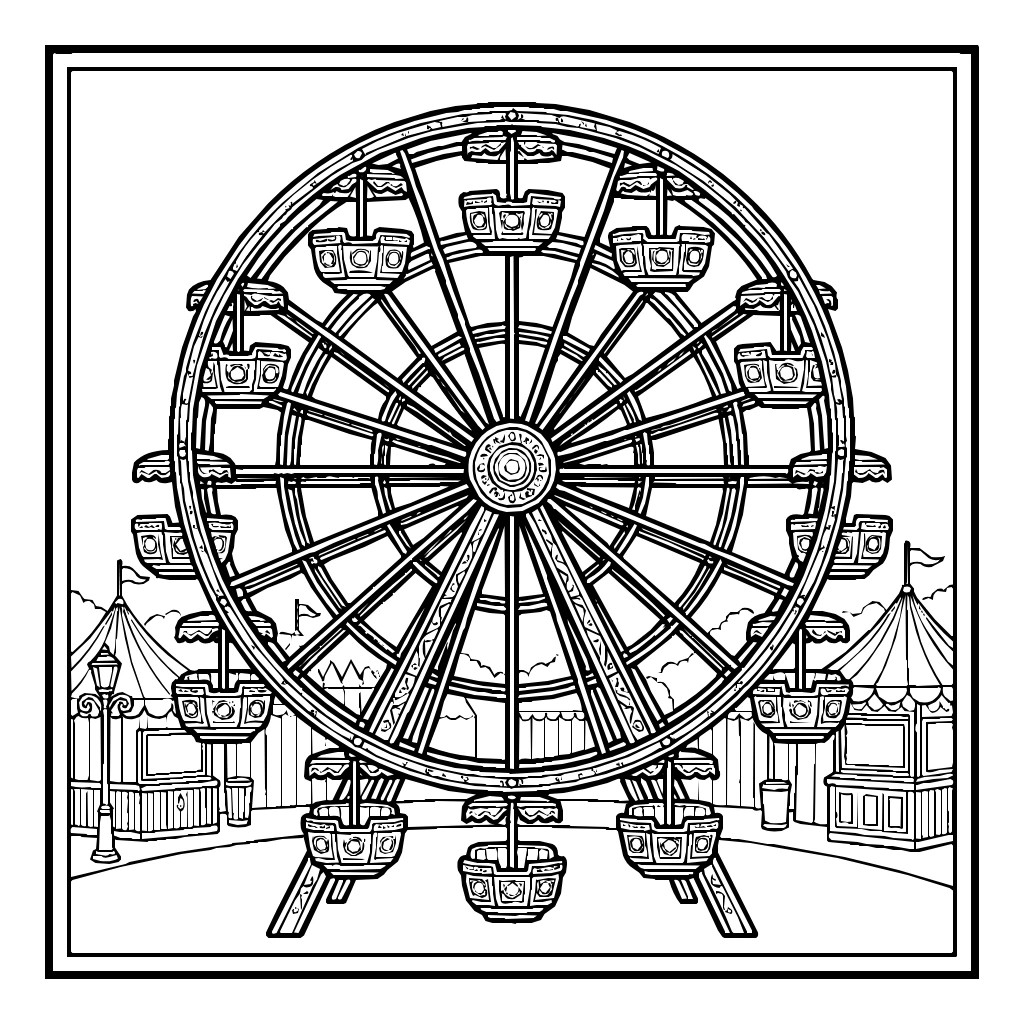 Carnival Ferris Wheel Coloring Page