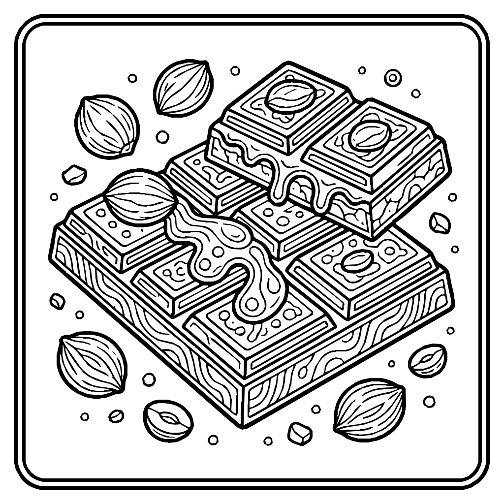 Chocolate Bar Nuts Caramel Coloring Page