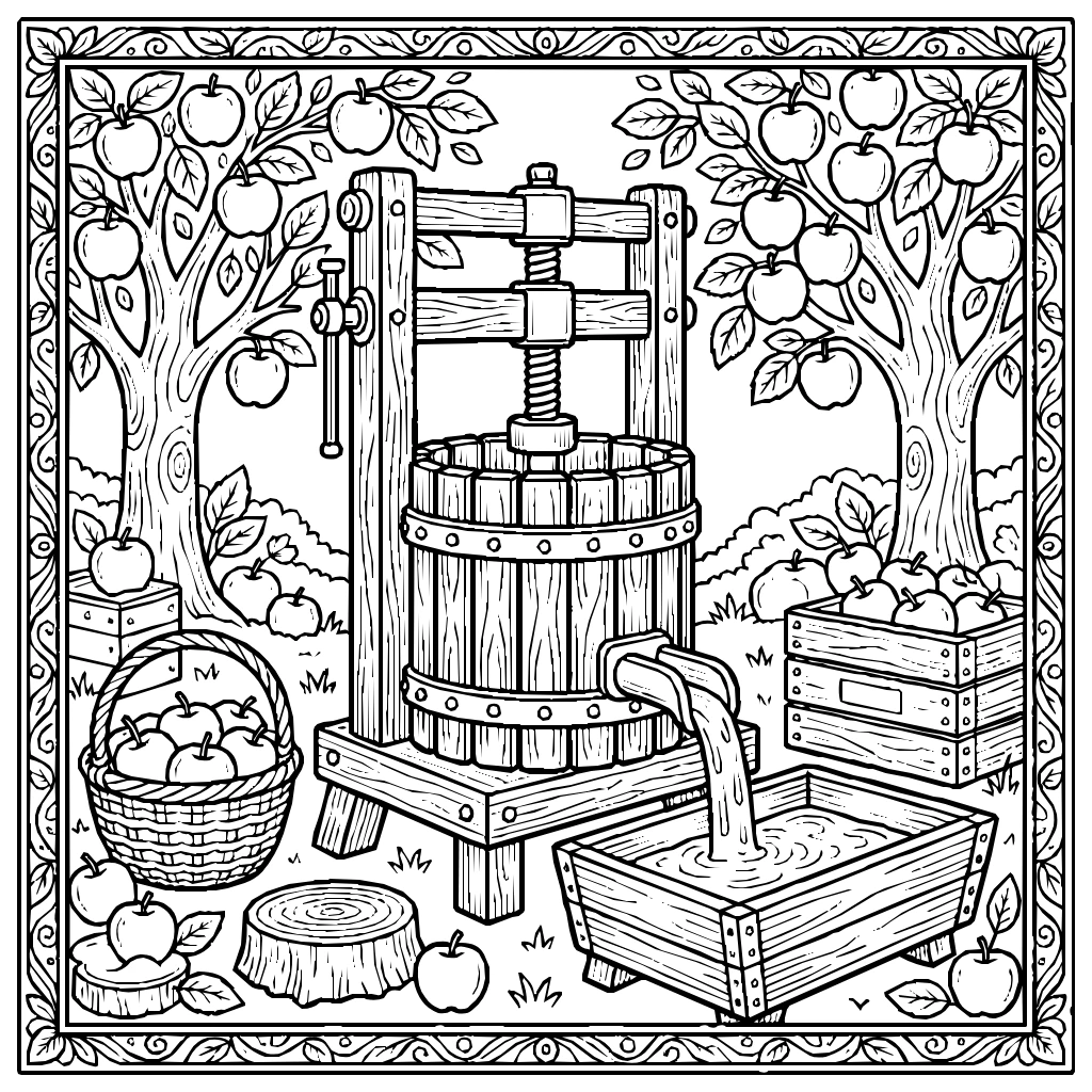 Cider Press Golden Juice Coloring Page