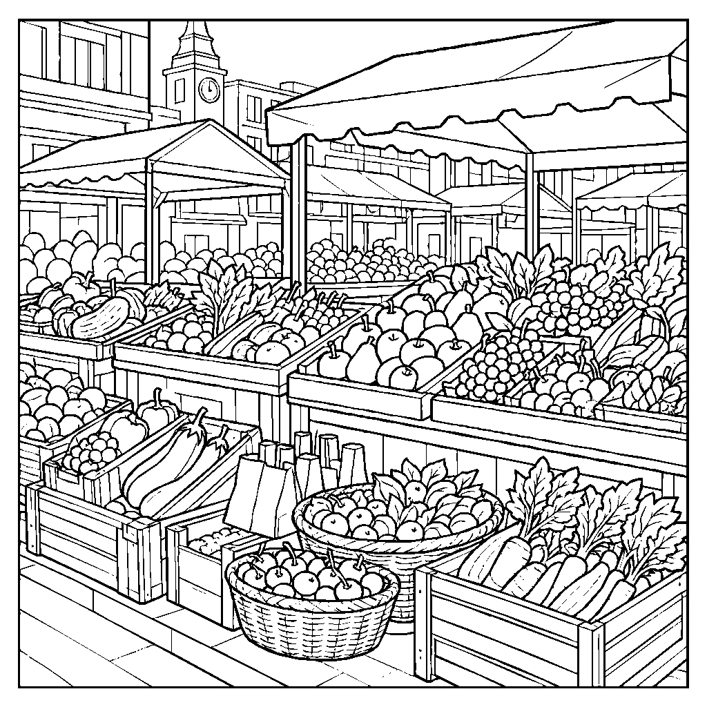 City Market Fresh Produce Coloring Page