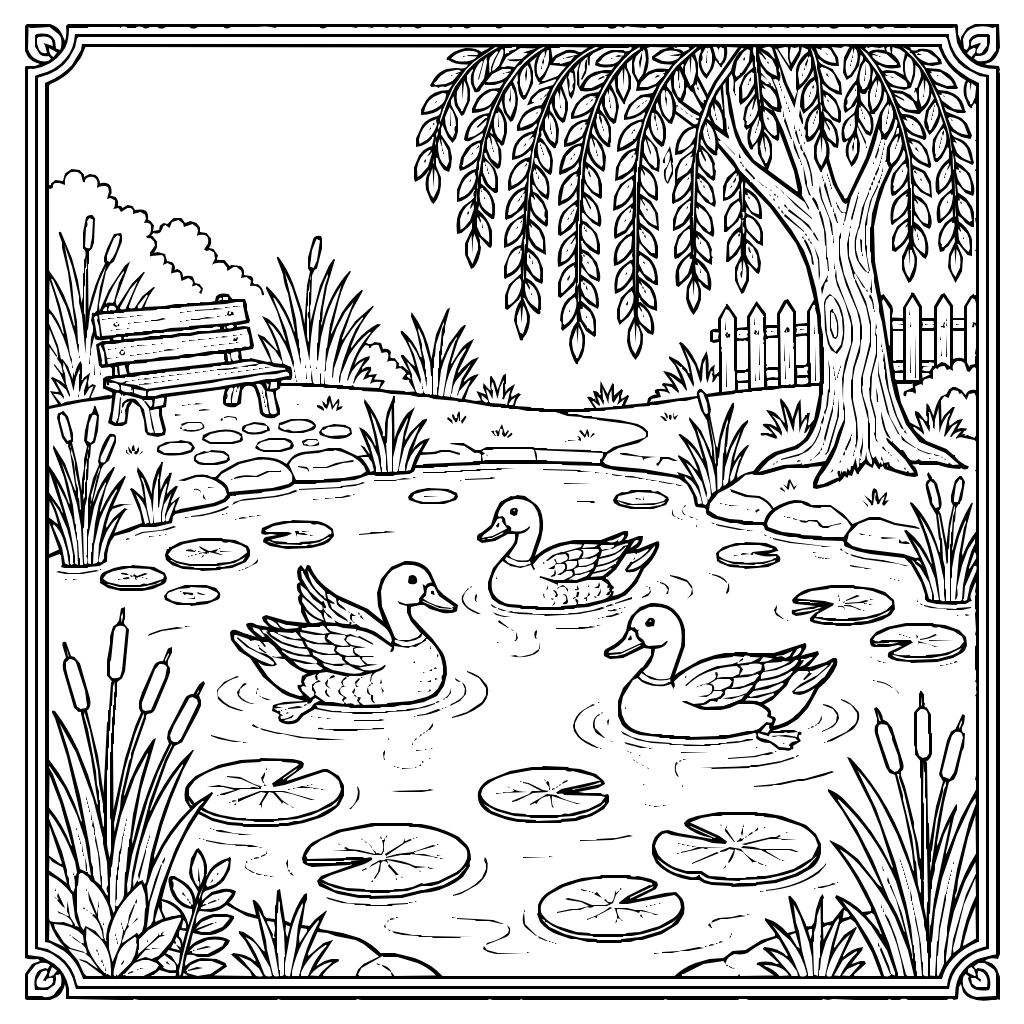 Duck Pond Willow Coloring Page