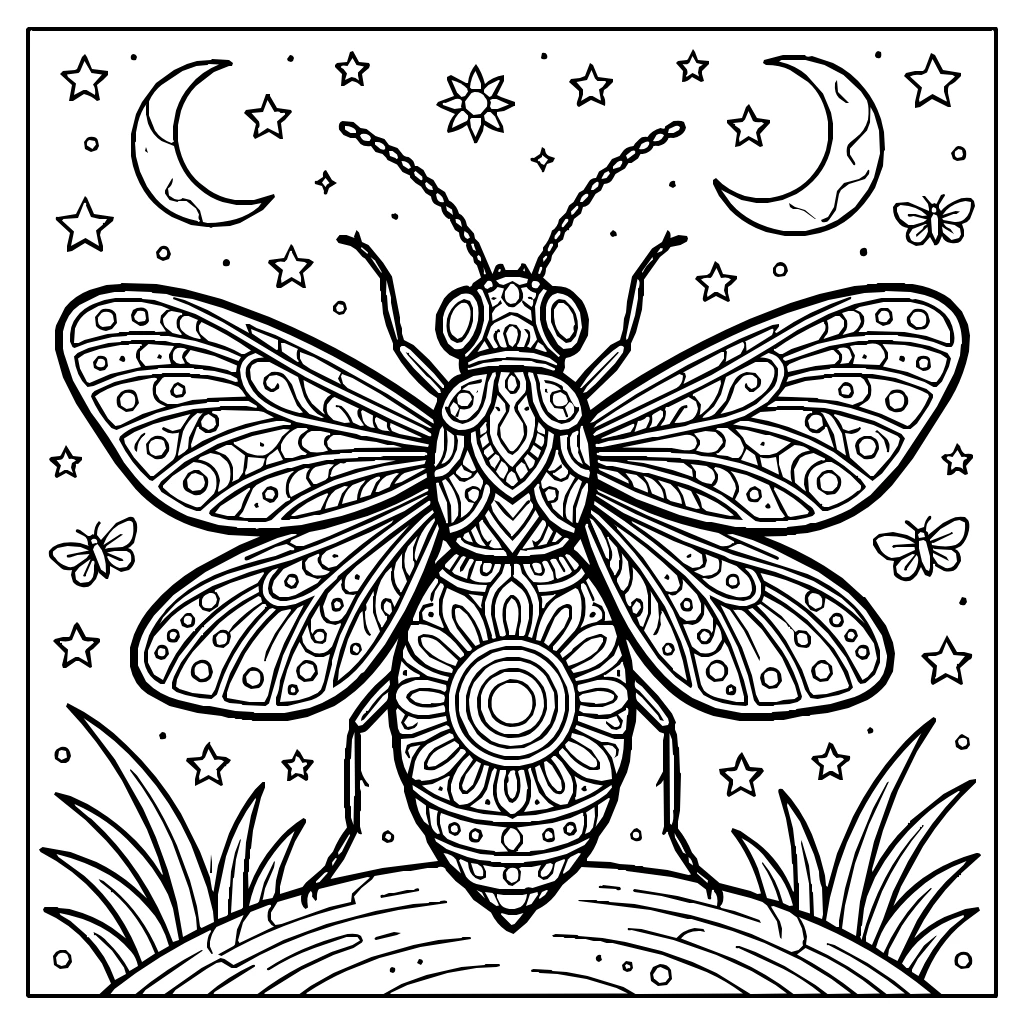 Firefly In Nature Coloring Page