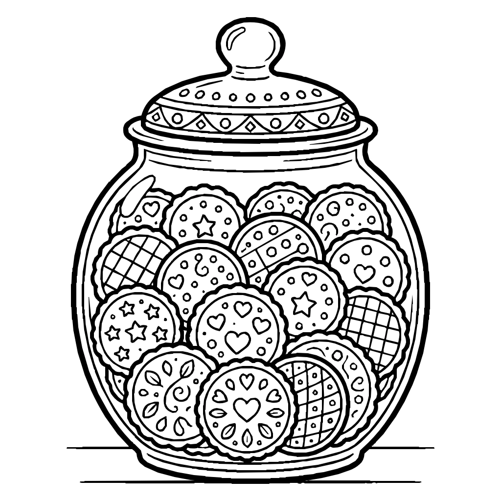 Food Cookie Jar Decorative Biscuits Coloring Page