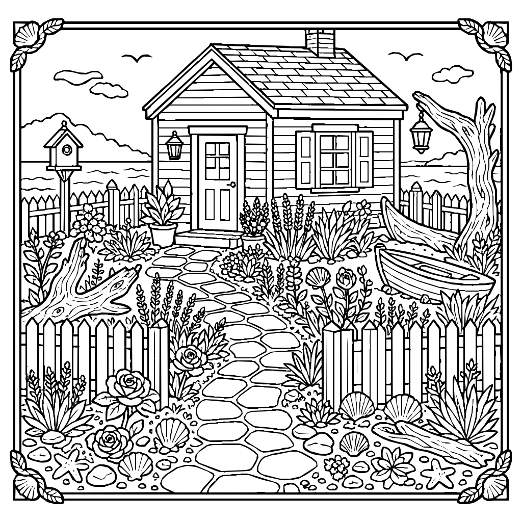 Garden Driftwood Decorations Coloring Page