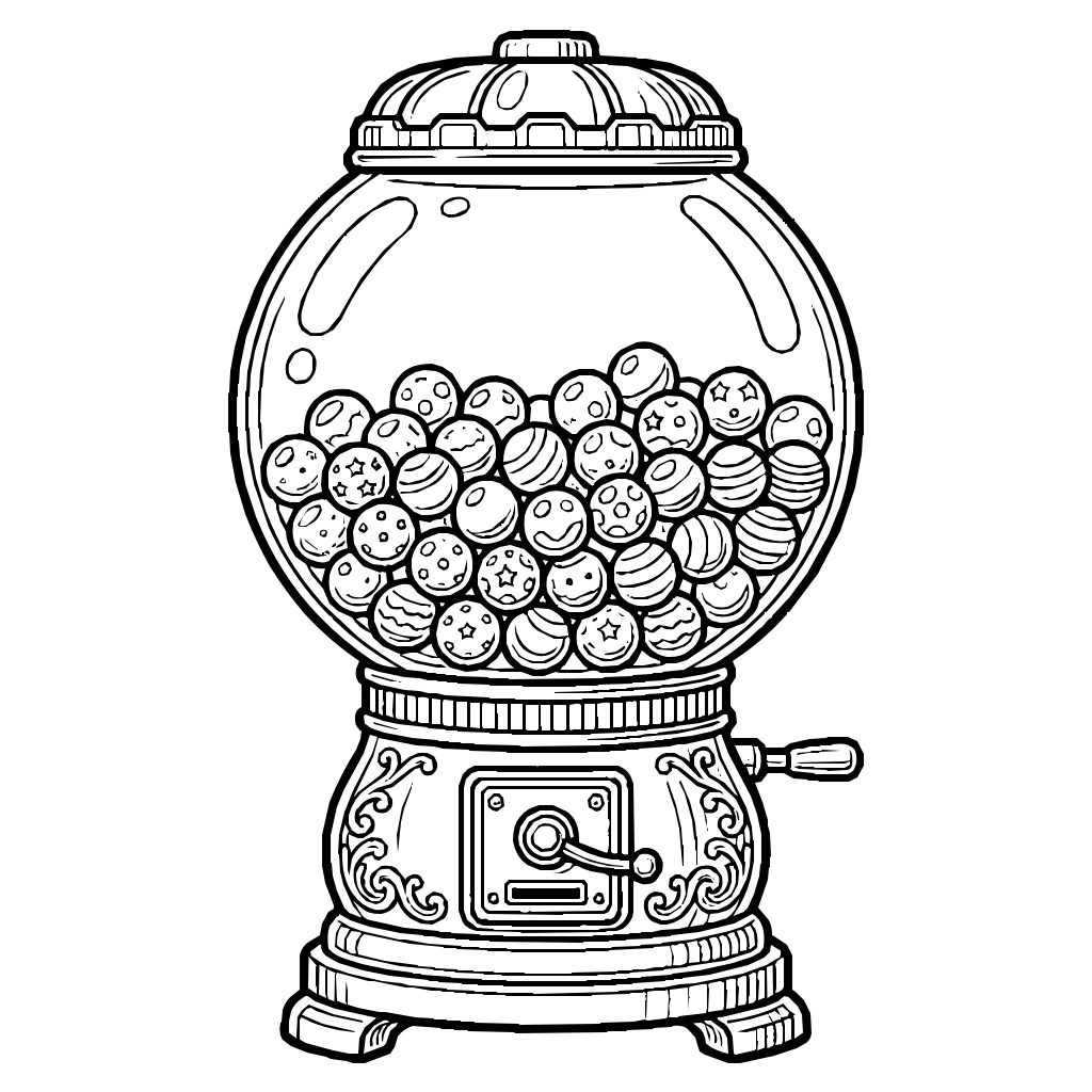 Gumball Machine Glass Globe Coloring Page