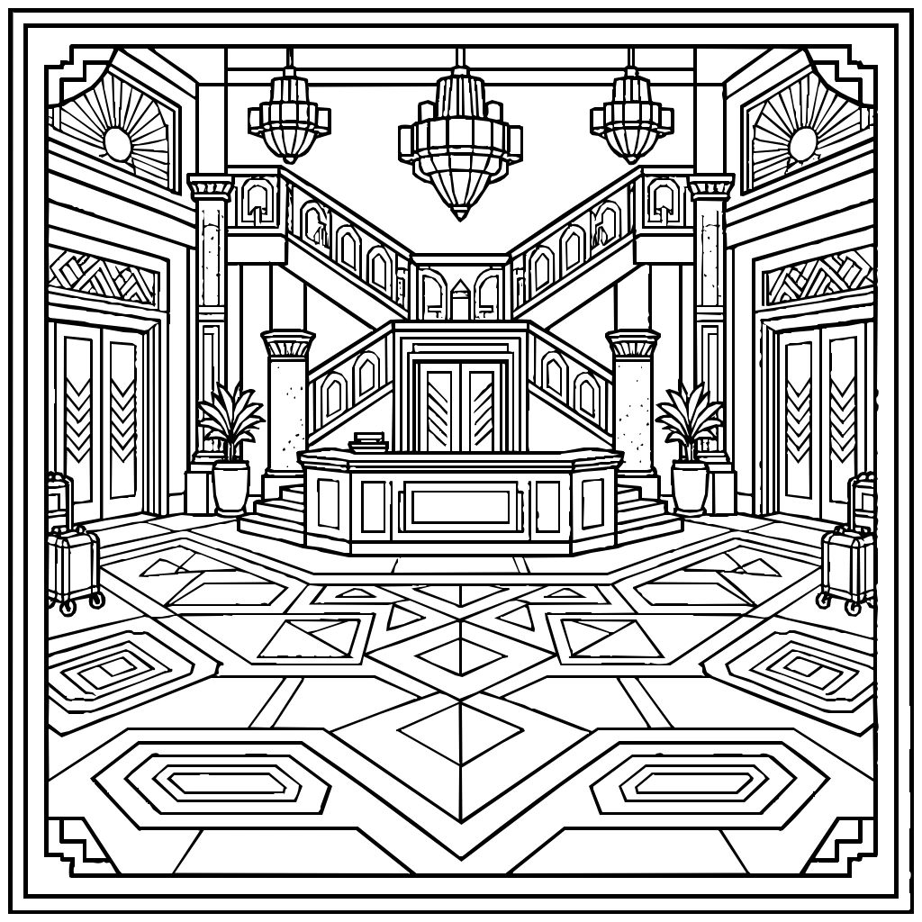 Hotel Lobby Marble Coloring Page