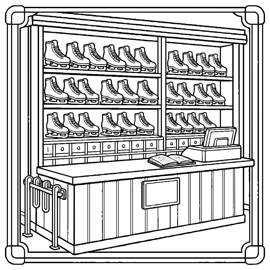Iceskating Rental Booth Laced Boots Coloring Page