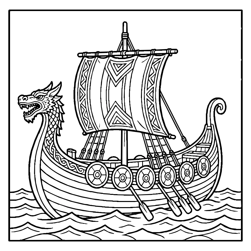 Longship Dragon Prow Coloring Page