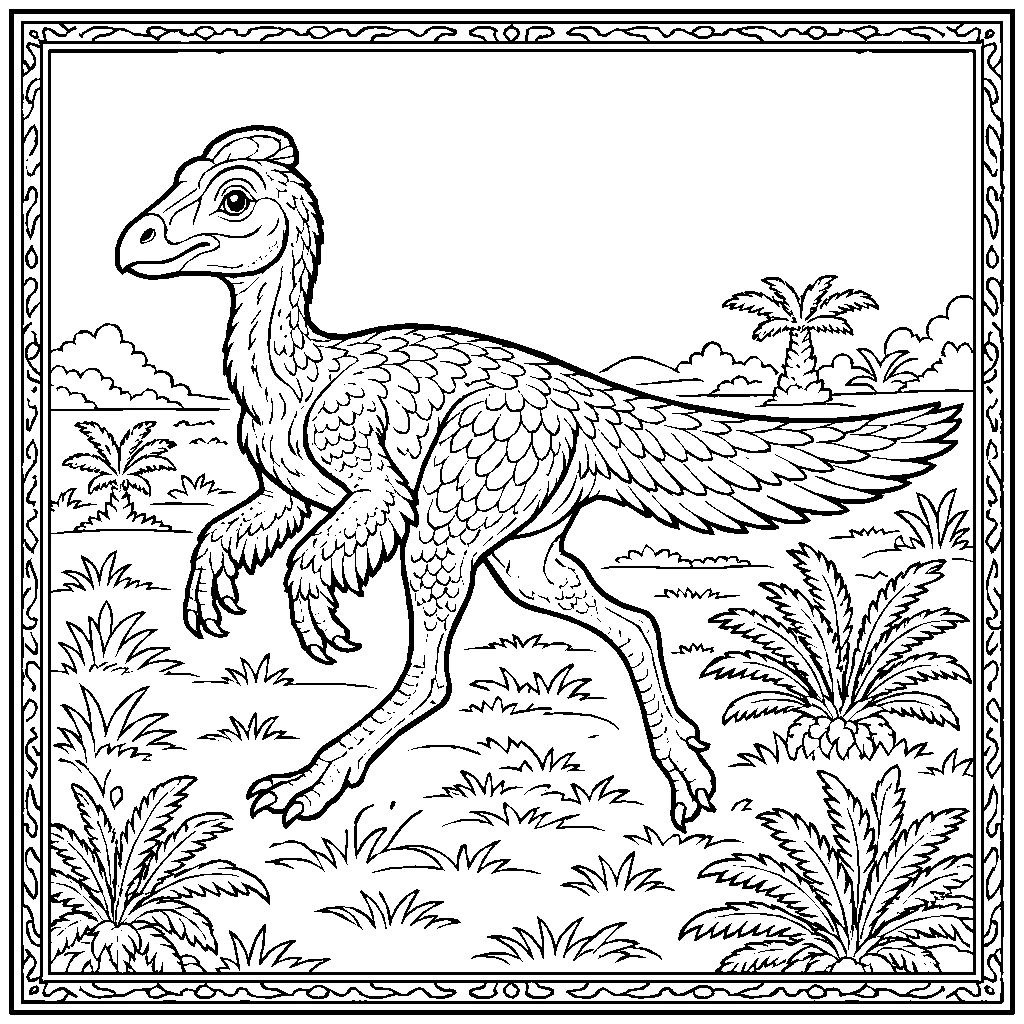 Ornithomimus Racing Plain Coloring Page