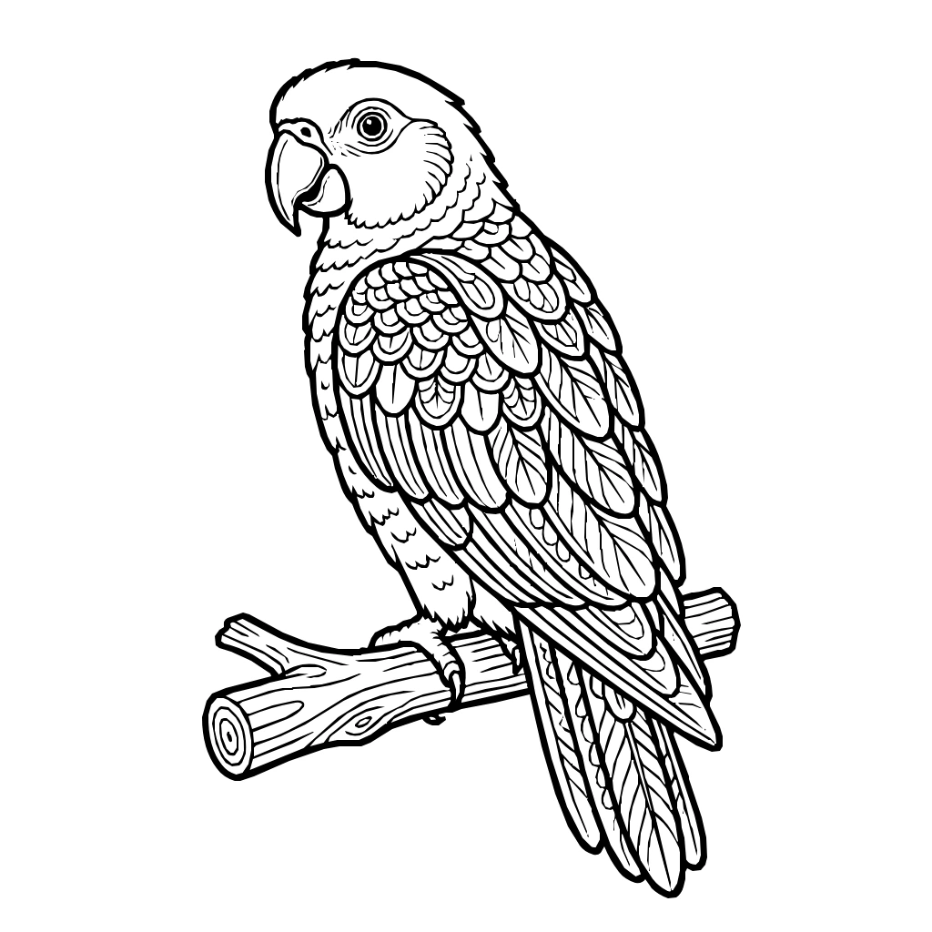 Parrot On A Perch Coloring Page