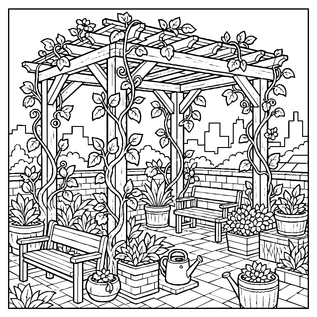Pergola Climbing Vines Coloring Page