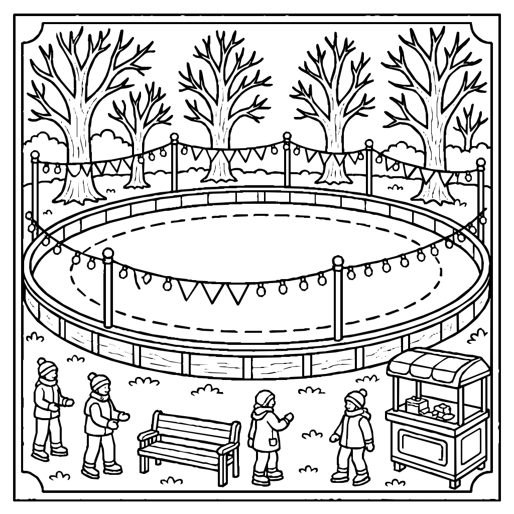 Rink Glowing Lights Coloring Page