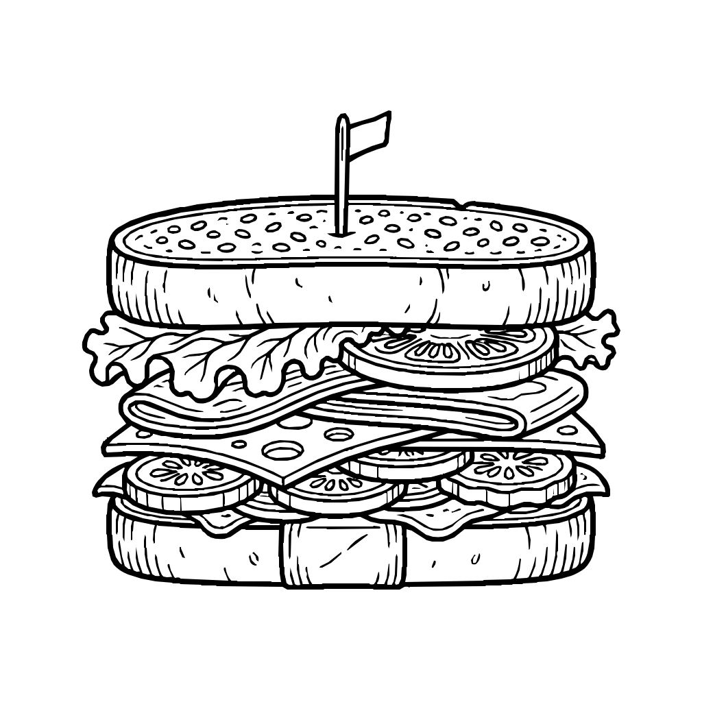 Sandwich With Layers Coloring Page