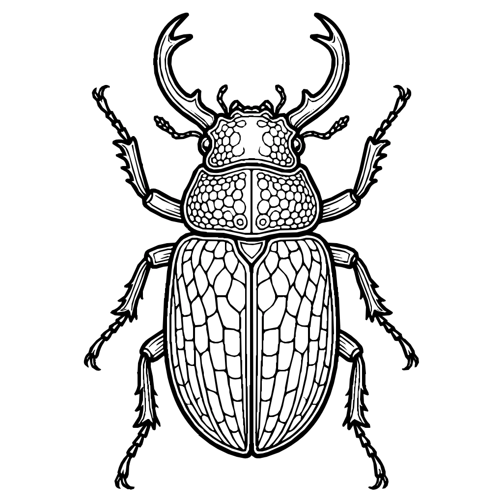 Stag Beetle With Prominent Horns Coloring Page