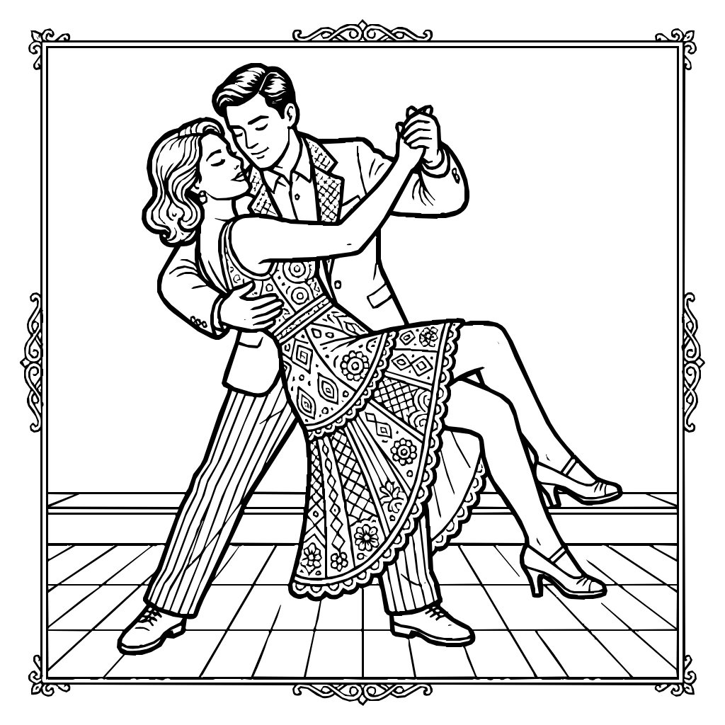 Tango Dancers Coloring Page