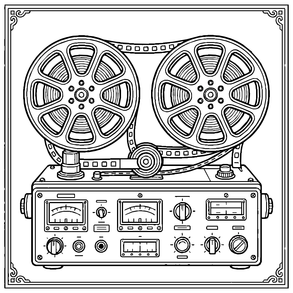 Vintage Tape Machine Coloring Page