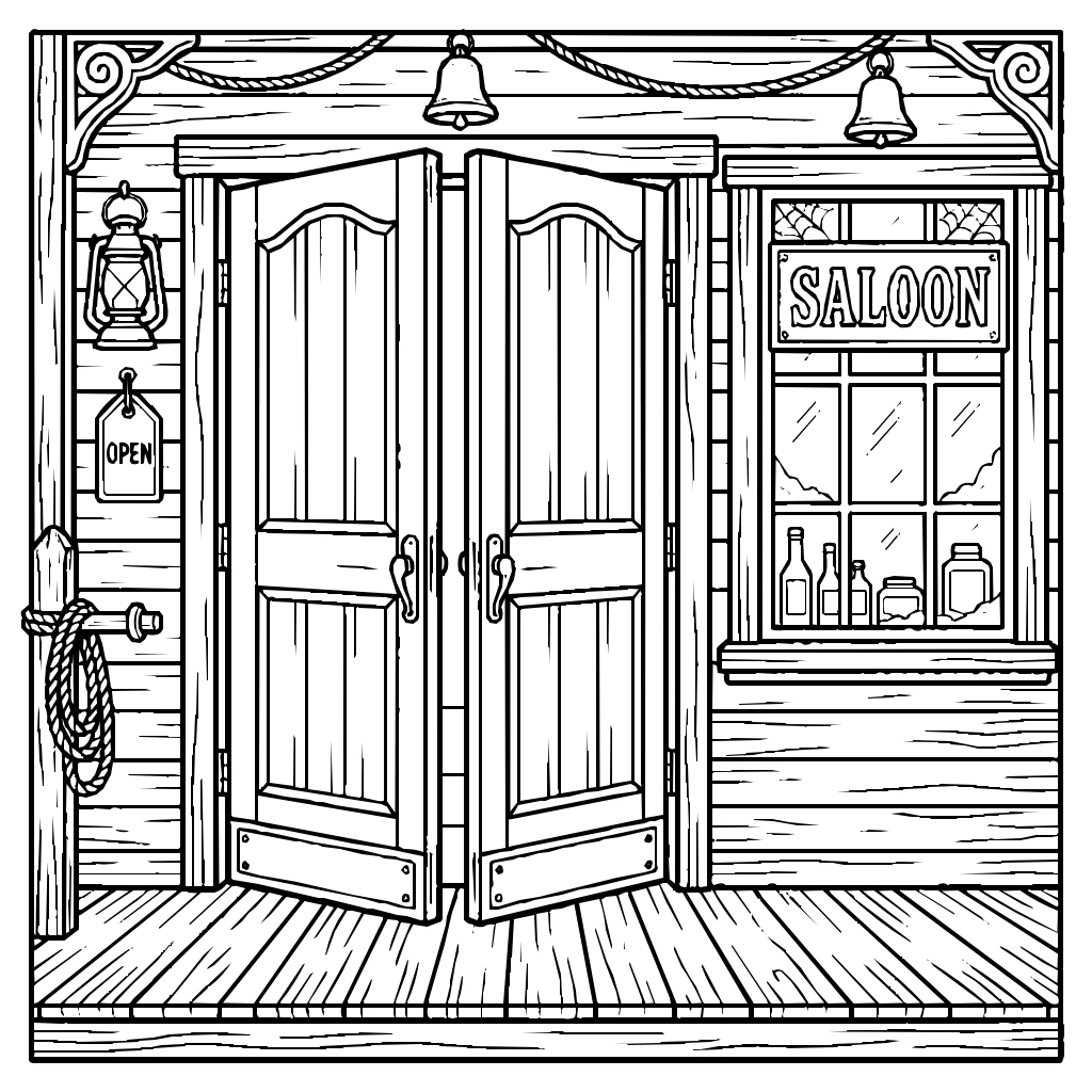 Western Saloon Doors Coloring Page