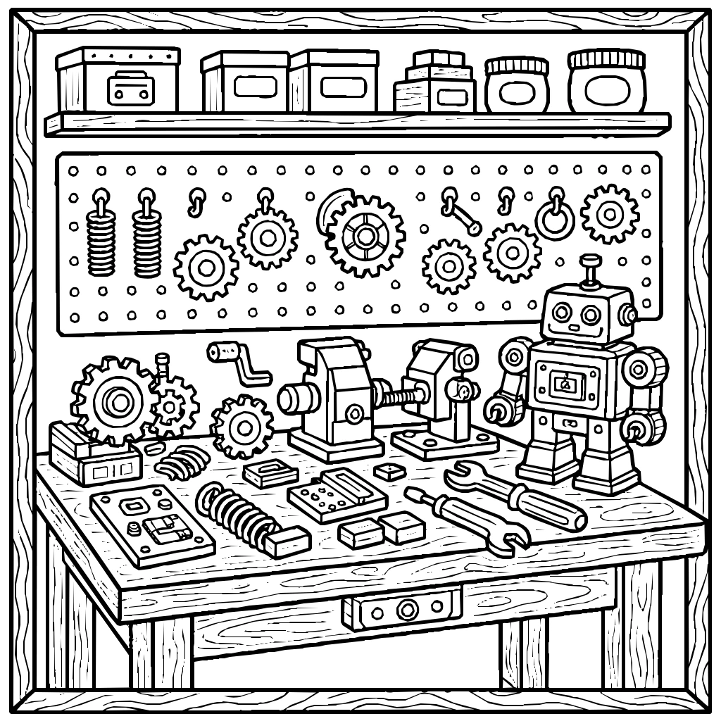 Workbench Gears Springs Coloring Page
