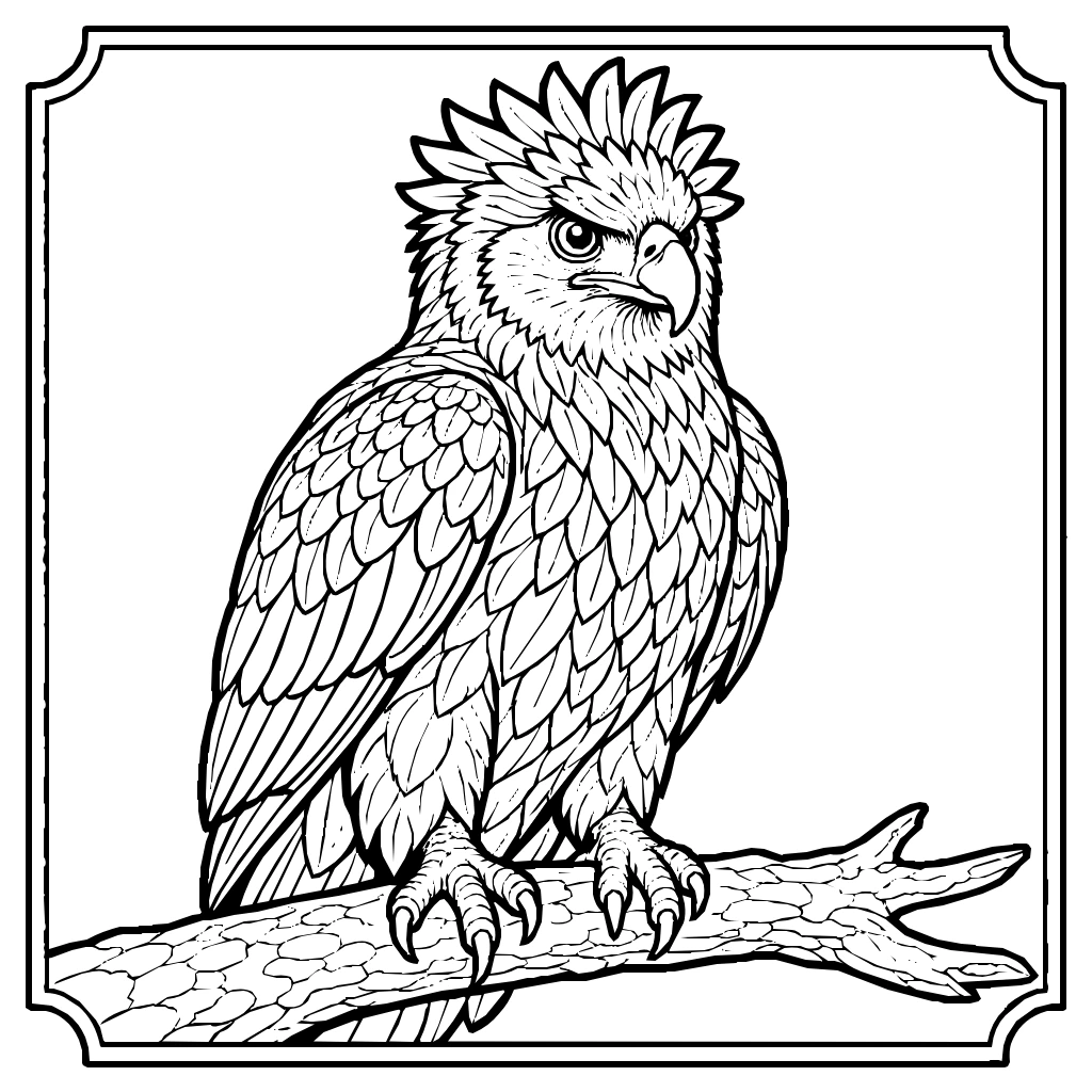 Harpy Eagle Perched Coloring Page