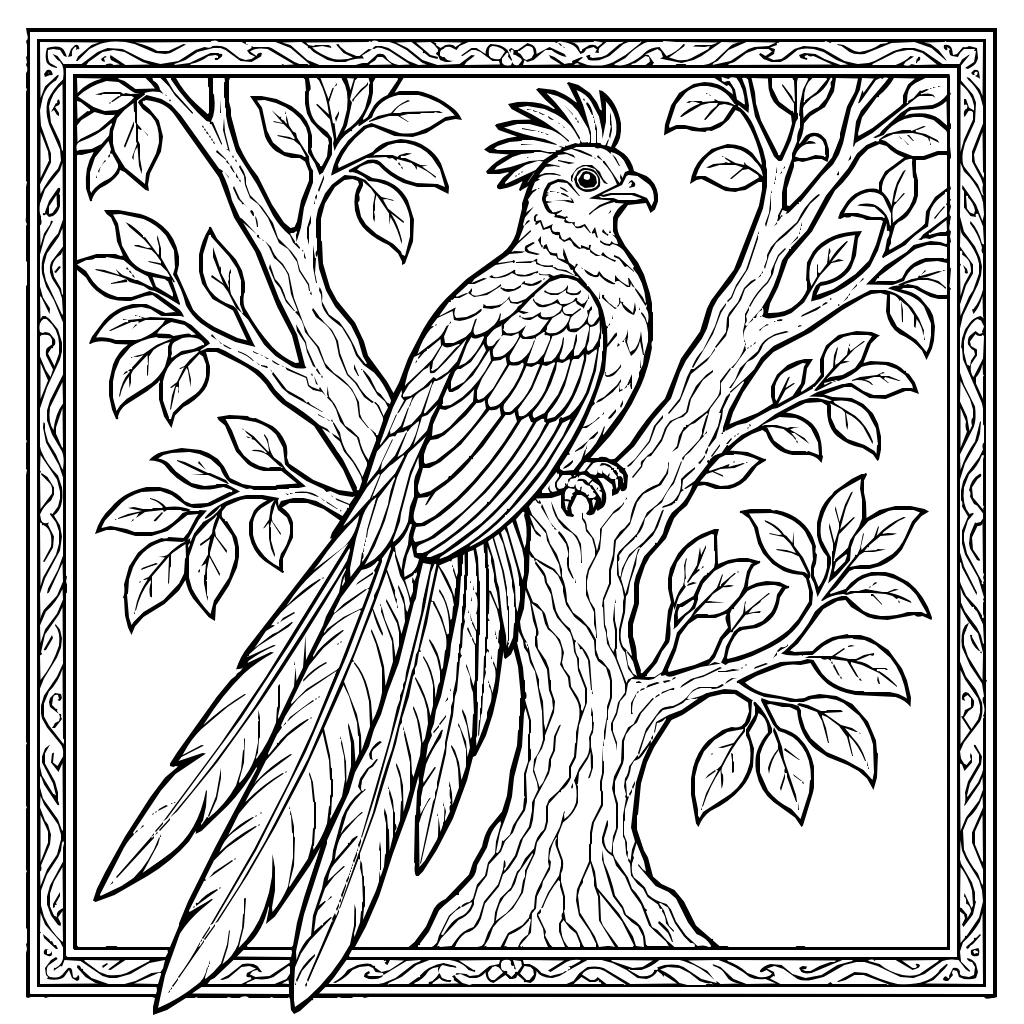 Quetzal Tail Tree Coloring Page