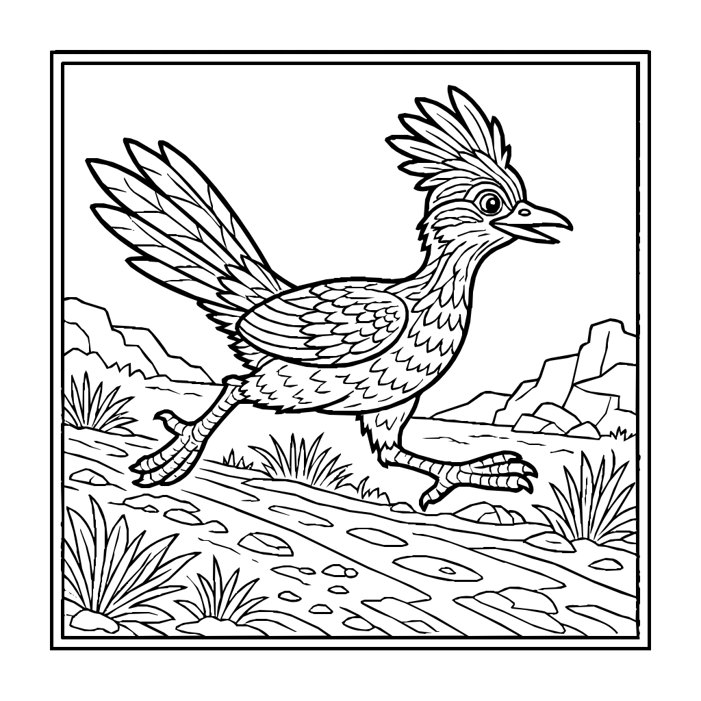 Roadrunner Dashing Trail Coloring Page