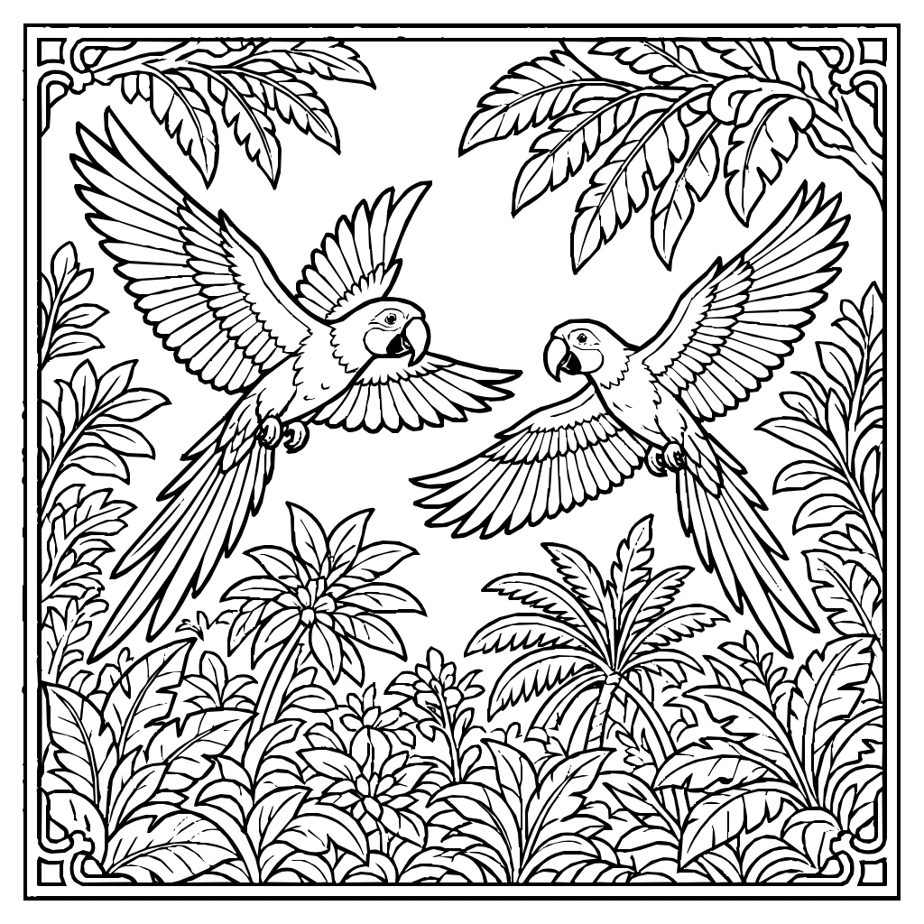 Scarlet Macaw Flying Coloring Page