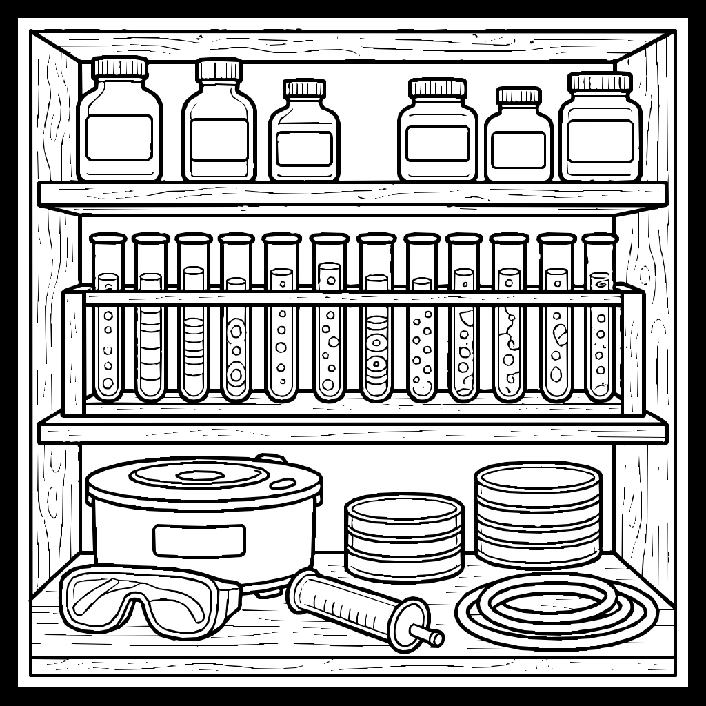 Sciencelab Shelf Test Tubes Coloring Page