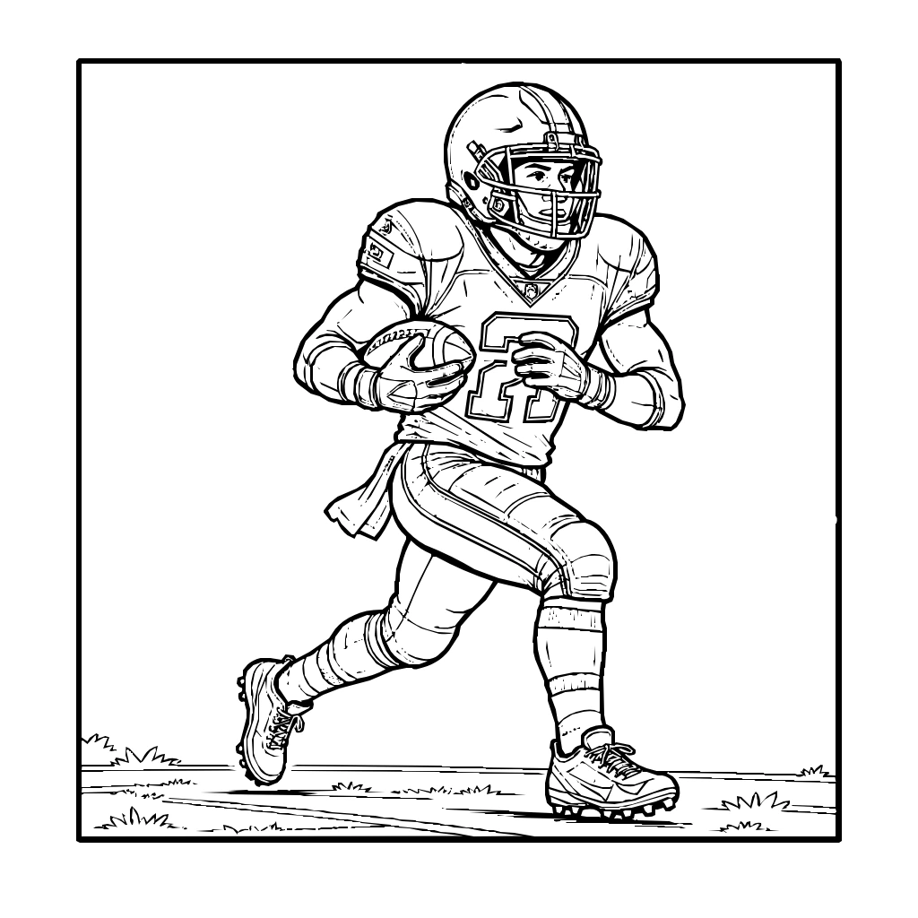 Sports Football Player Running Coloring Page