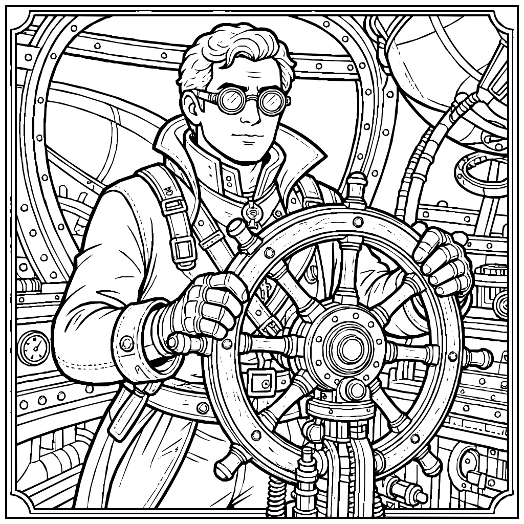 Steampunk coloring pages