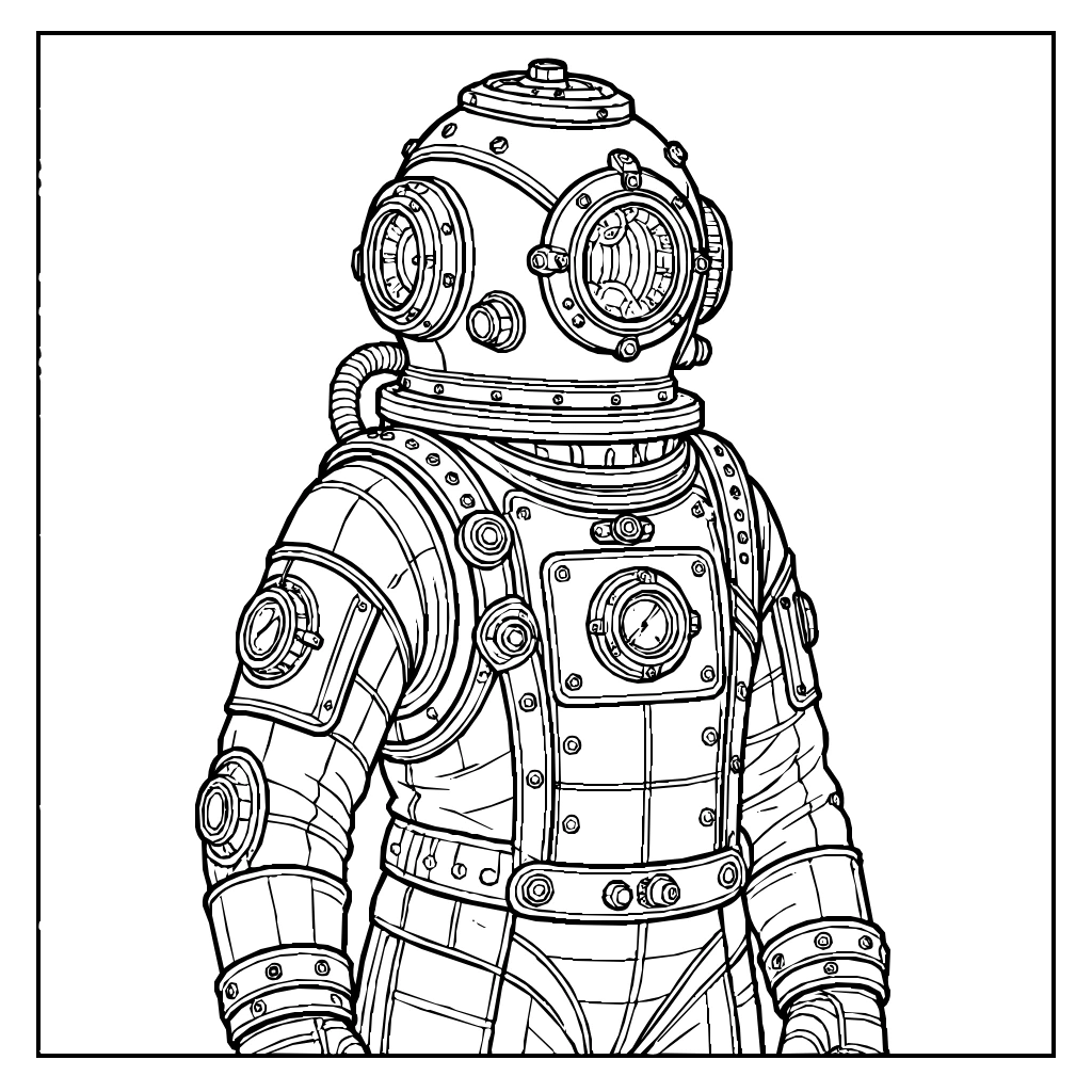 Steampunk Diving Suit Helmet Coloring Page